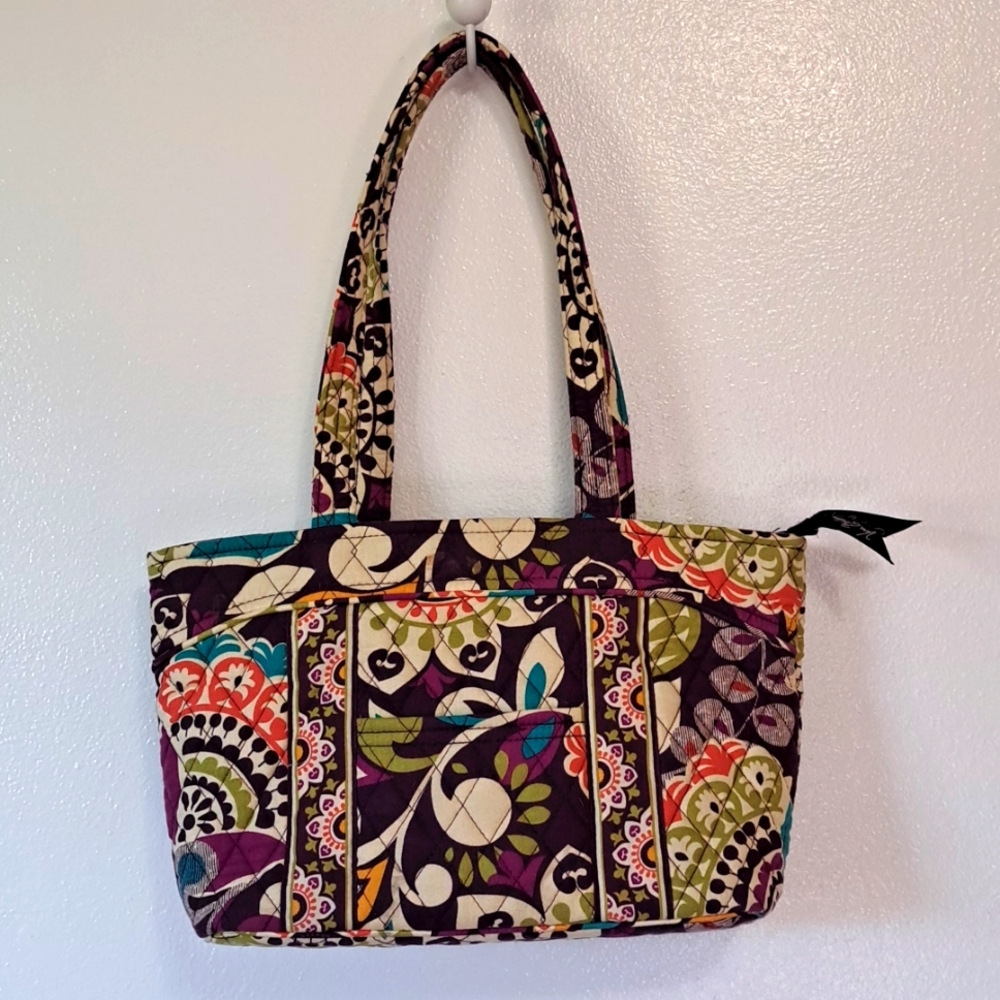 Purple And Yellow Paisley Vera Bradley Hand Bag Purse Medium Size